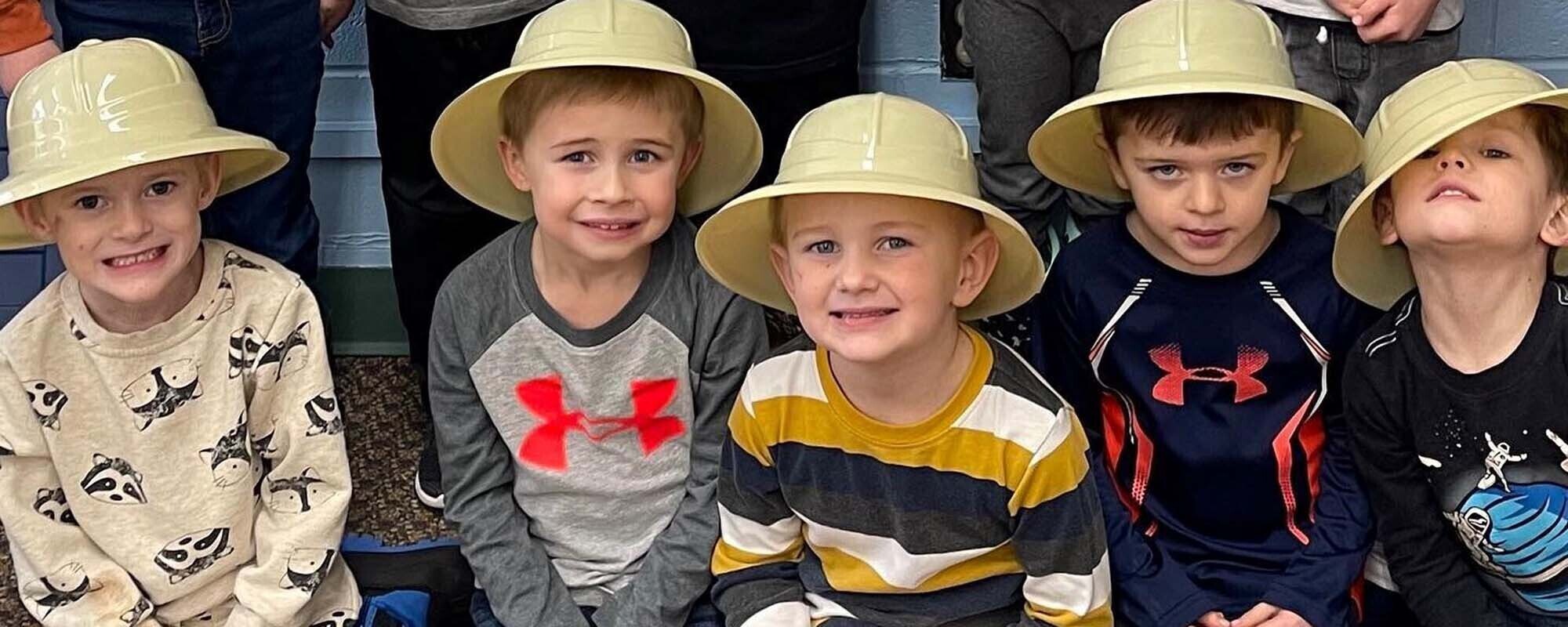 Elementary Students in safari hats