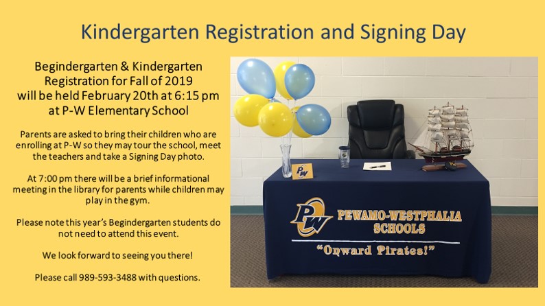 Kindergarten Registration and Signing Day 2019